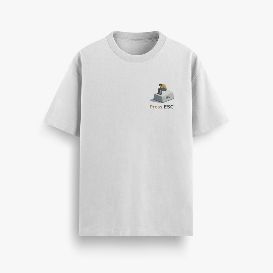 Press Escape Off White Oversized 240 GSM Tee