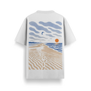 Footprints Off White Oversized 240 GSM Tee