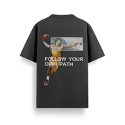 Follow Your Path Black Oversized 240 GSM Tee