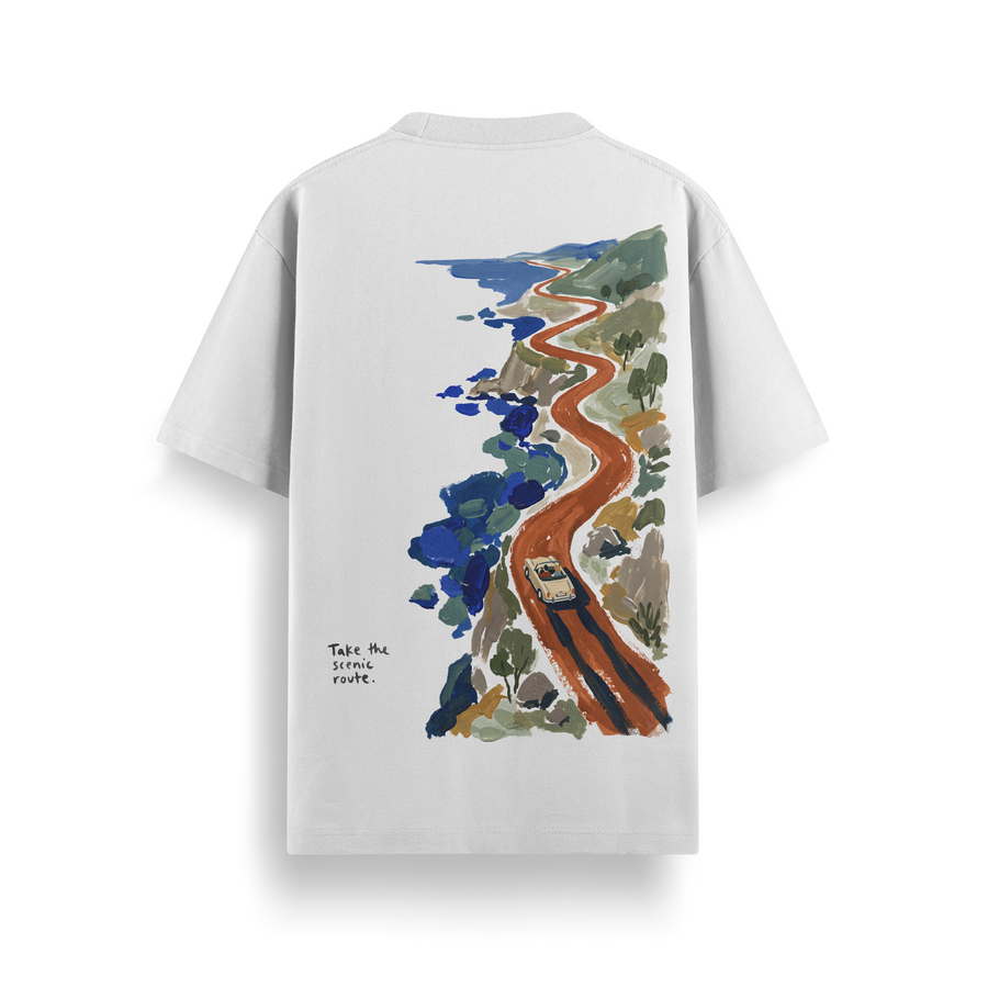Scenic Route Off White Oversized 240 GSM Tee
