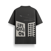 Life Goes On Skyline Black Oversized 240 GSM Tee