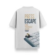 Press Escape Off White Oversized 240 GSM Tee