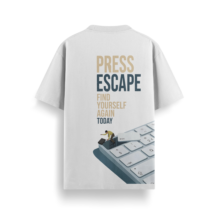 Press Escape Off White Oversized 240 GSM Tee