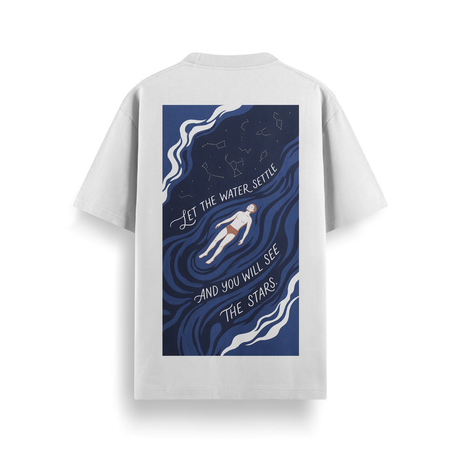 Let The Water Settle Off White Oversized 240 GSM Tee