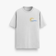 Sunset Waves Off White Oversized 240 GSM Tee
