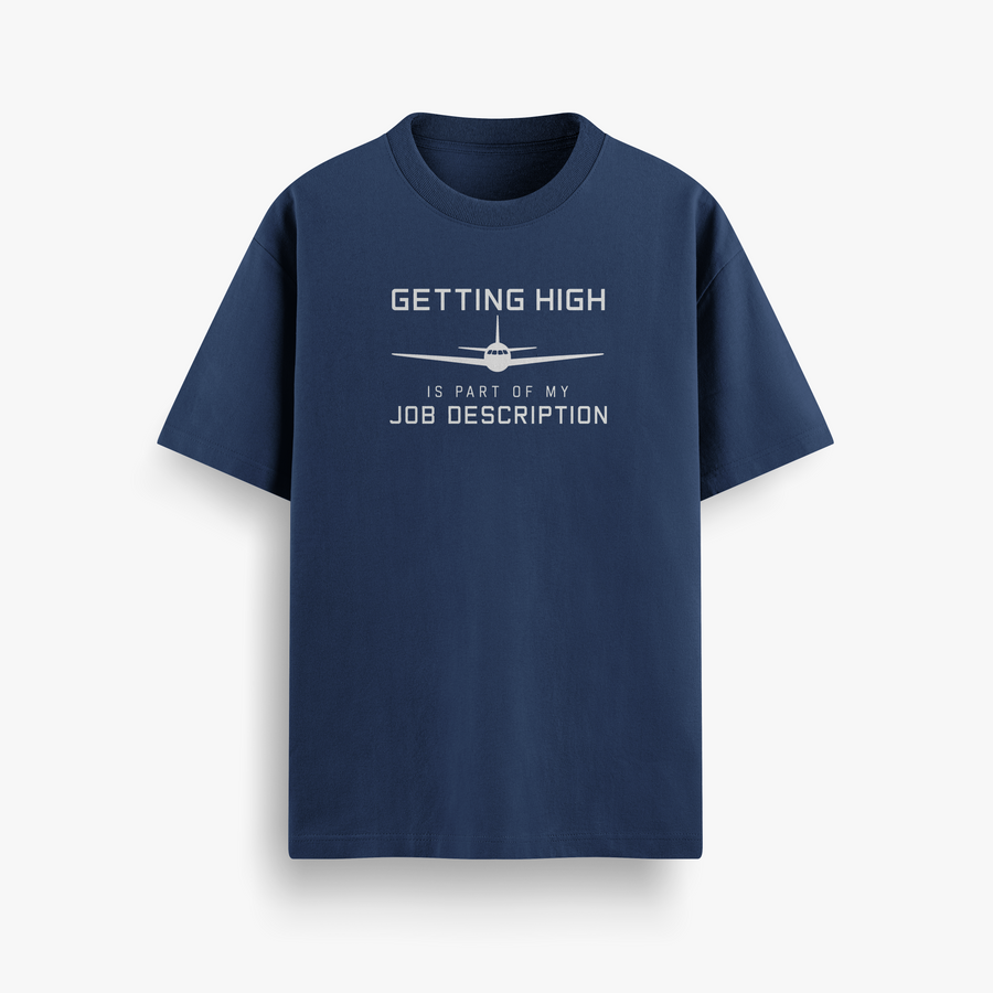 Getting High Job Description Navy Oversized 240 GSM Tee