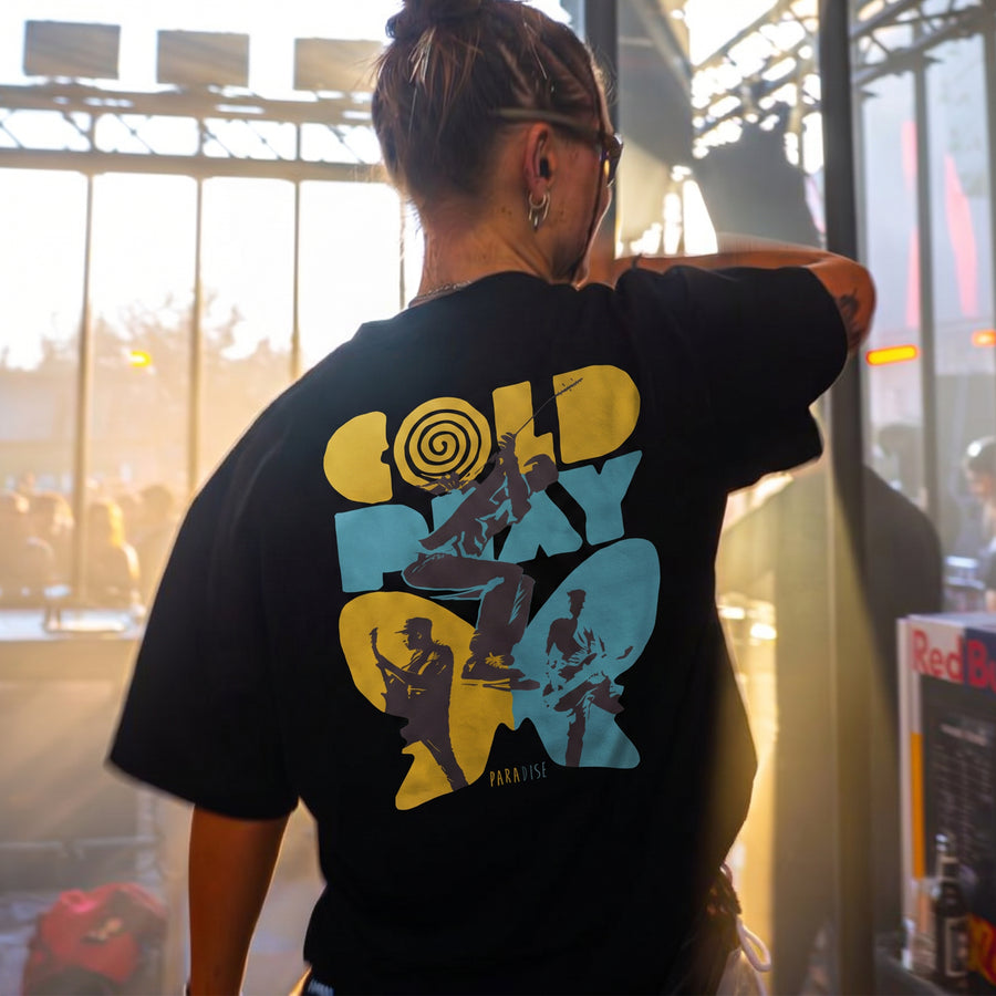 Coldplay Viva Black Oversized 240 GSM Tee