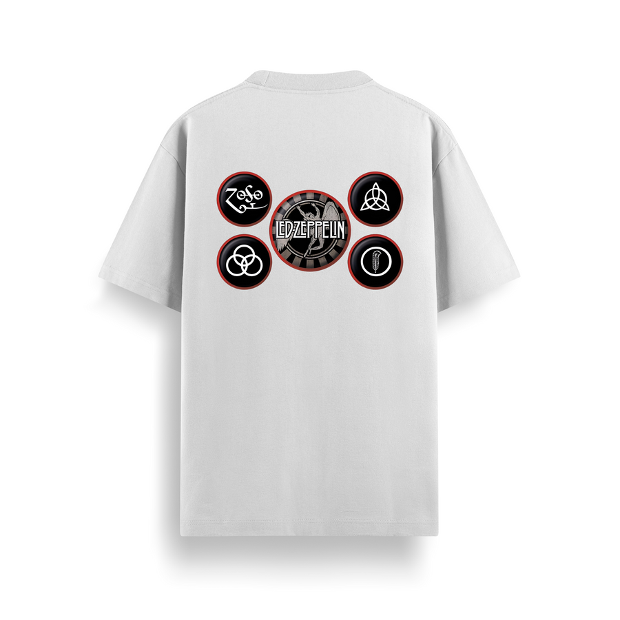 Zeppelin Symbols Off White Oversized 240 GSM Tee