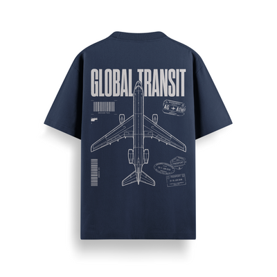 Global Transit Navy Oversized 240 GSM Tee
