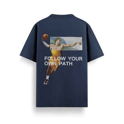 Follow Your Path Navy Oversized 240 GSM Tee
