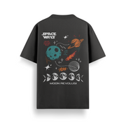 Space Ways Black Oversized 240 GSM Tee