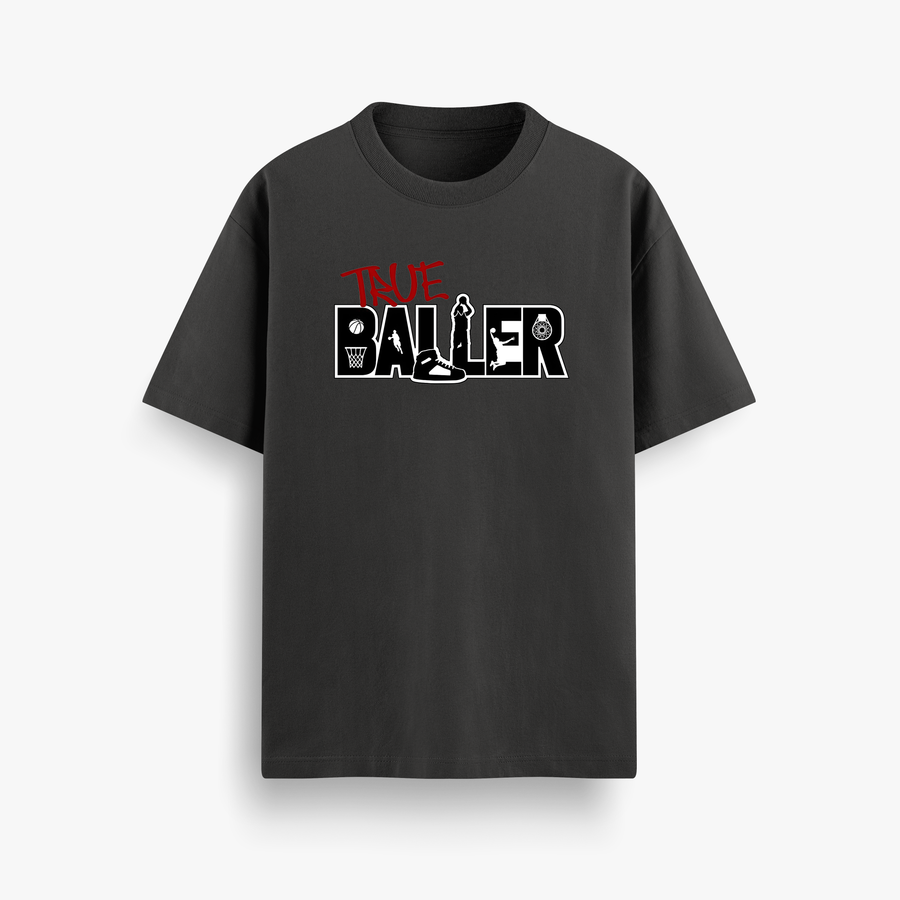 True Baller Black Oversized 240 GSM Tee