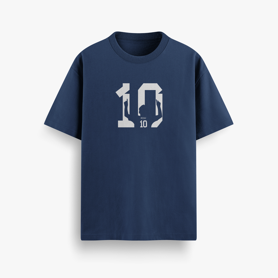 Messi 10 Navy Oversized 240 GSM Tee