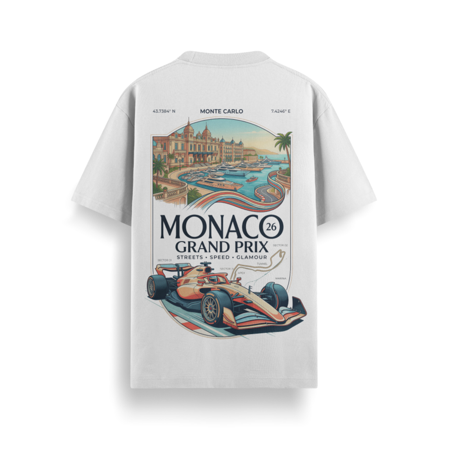 Monaco Grand Prix White Oversized 240 GSM Tee