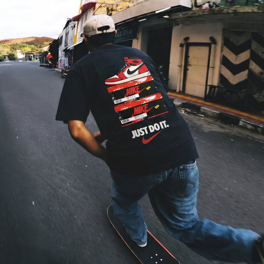 Jordan Stack Black Oversized 240 GSM Tee