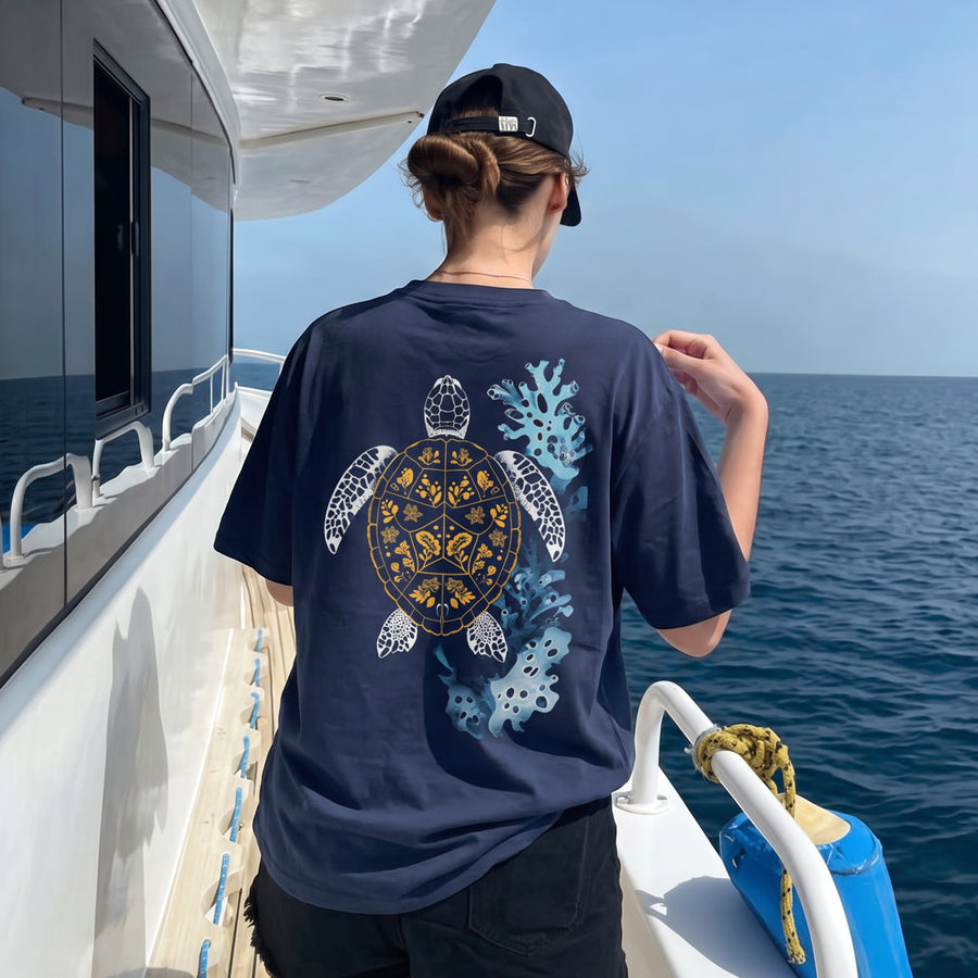Coral Drift Turtle Oversized 240 GSM Tee