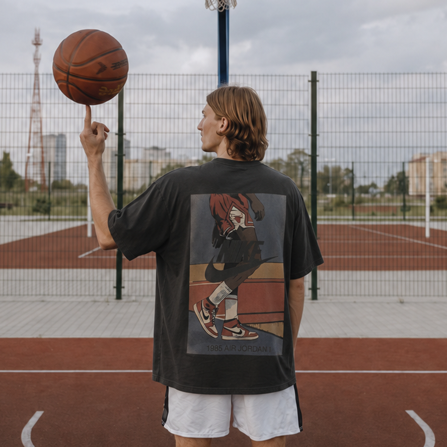 Court Legend Black Oversized 240 GSM Tee