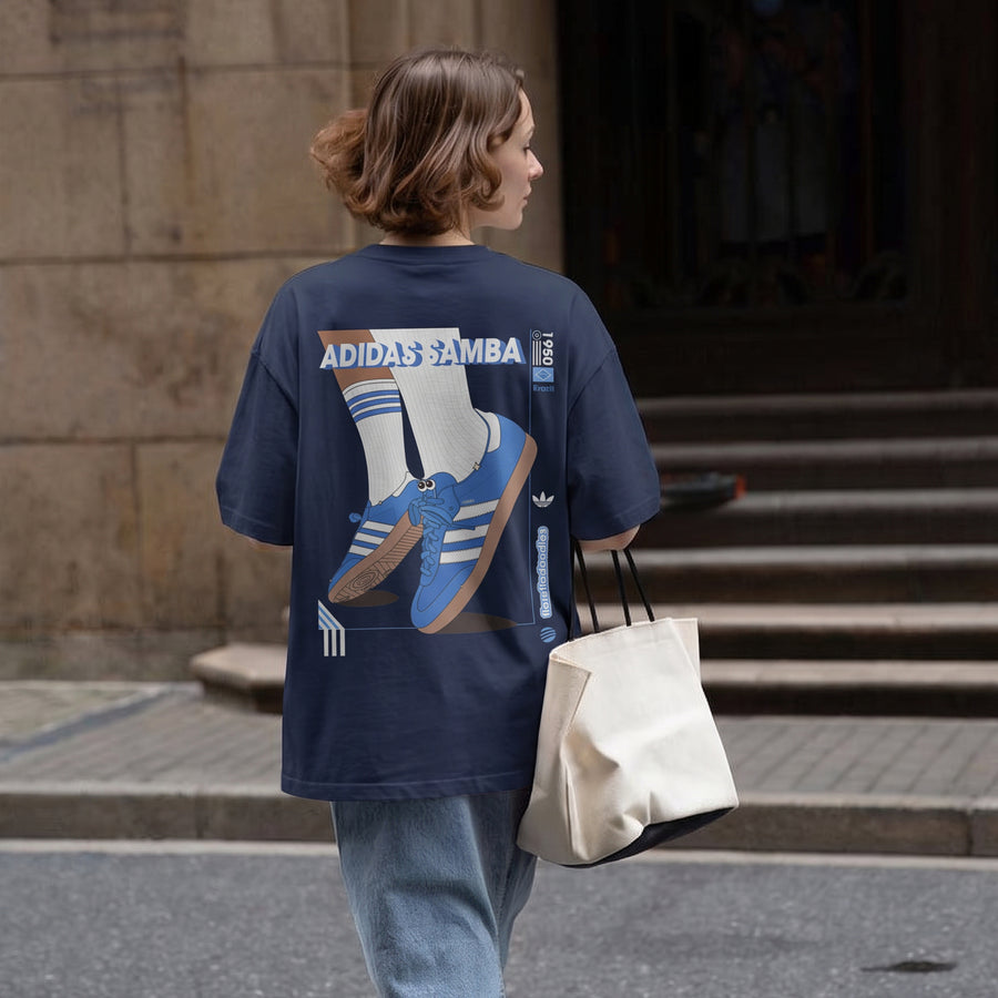 Samba Kicks Navy Oversized 240 GSM Tee