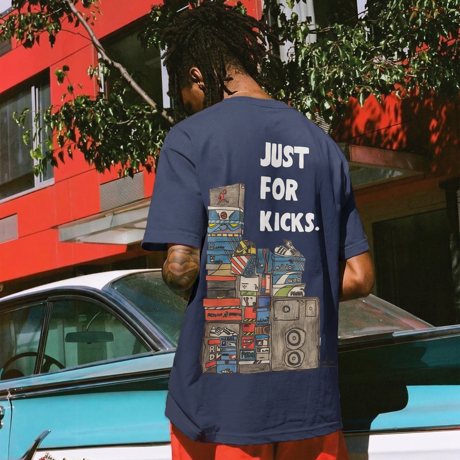 Just For Kicks Navy Oversized 240 GSM Tee
