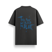 Bleed In Blue 240 GSM Black Oversized Tee