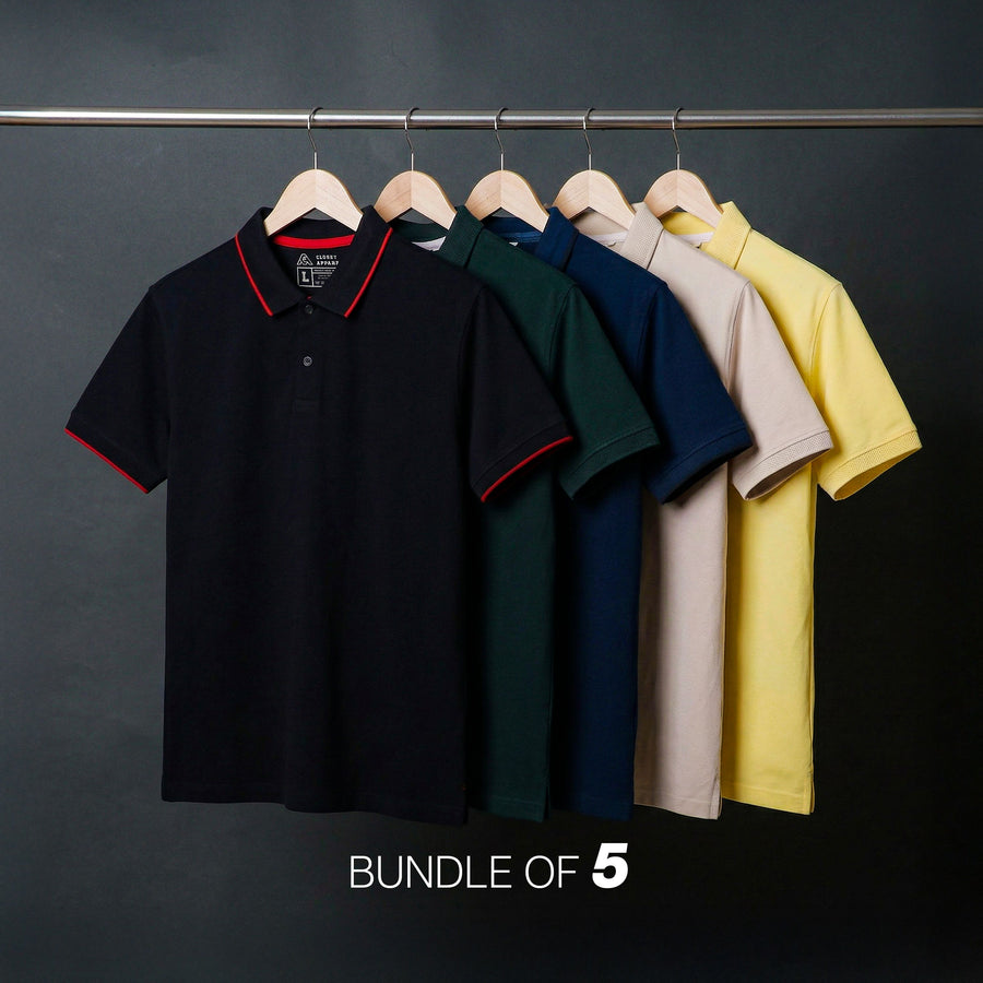 Bundle of 5 Polos (240 GSM)