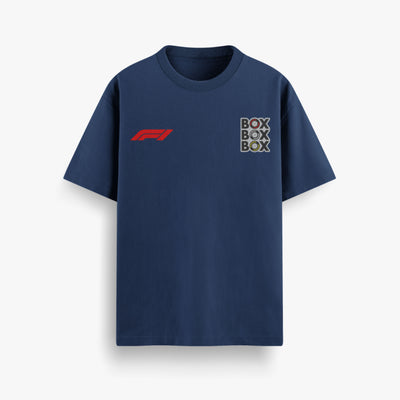 Box Box Box Navy Oversized 240 GSM Tee
