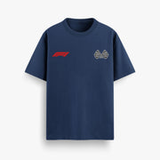 Chequered Flags Navy Oversized 240 GSM Tee