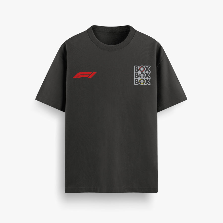 Box Box Box Black Oversized 240 GSM Tee