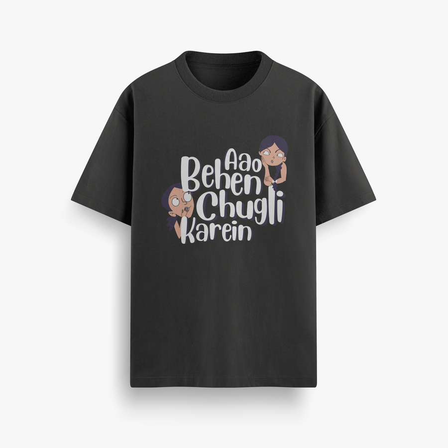 Chugli Party Black Oversized 240 GSM Tee