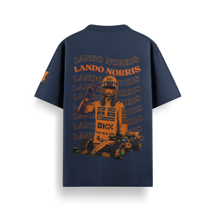 Lando Norris Navy Oversized 240 GSM Tee