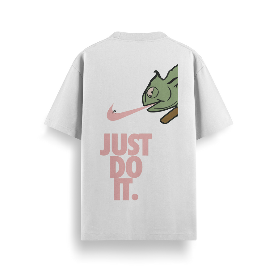Chameleon Kick White Oversized 240 GSM Tee