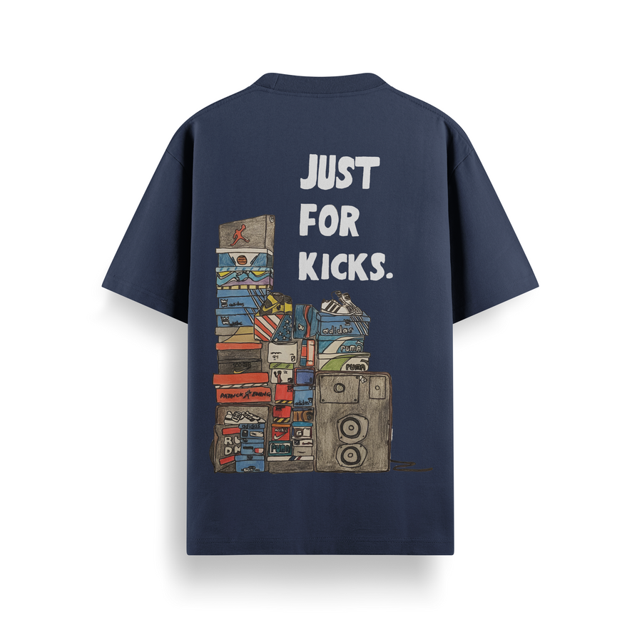 Just For Kicks Navy Oversized 240 GSM Tee