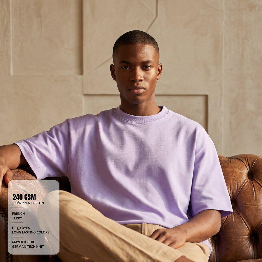Lilac Grey Oversized 240 GSM Tee