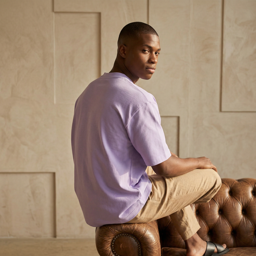 Lilac Grey Oversized 240 GSM Tee