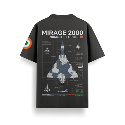Mirage 2000 Blueprint Black Oversized 240 GSM Tee
