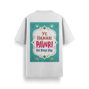 Pawri Ho Rahi Hai White Oversized 240 GSM Tee
