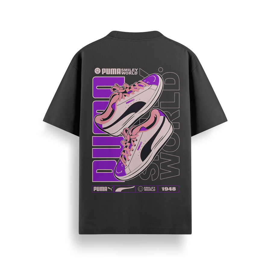 Smiley World Black Oversized 240 GSM Tee