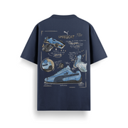 Speedcat Sketch Navy Oversized 240 GSM Tee