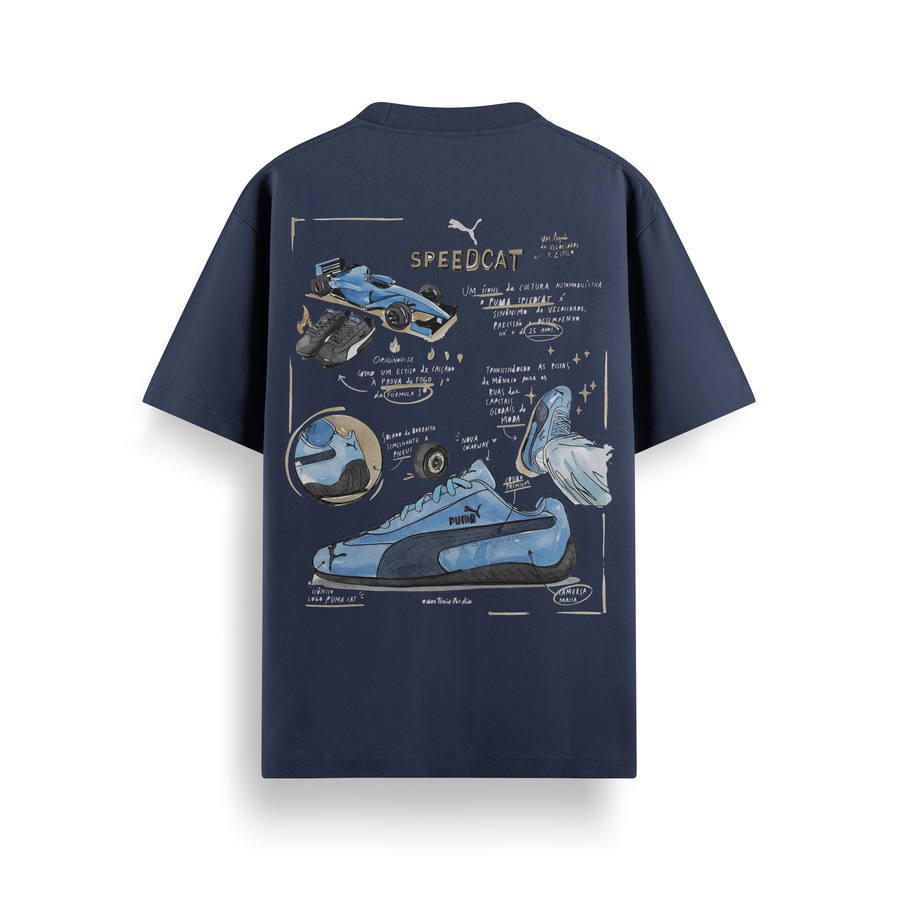 Speedcat Sketch Navy Oversized 240 GSM Tee