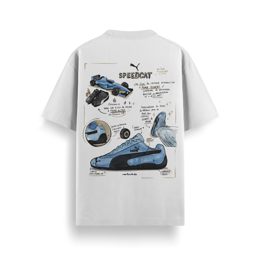 Speedcat Sketch White Oversized 240 GSM Tee