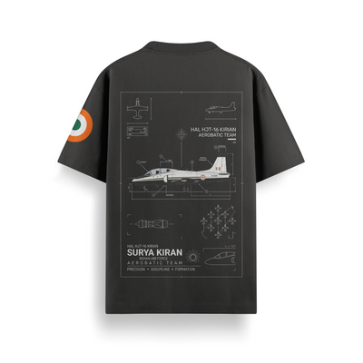 Surya Kiran Blueprint Black Oversized 240 GSM Tee
