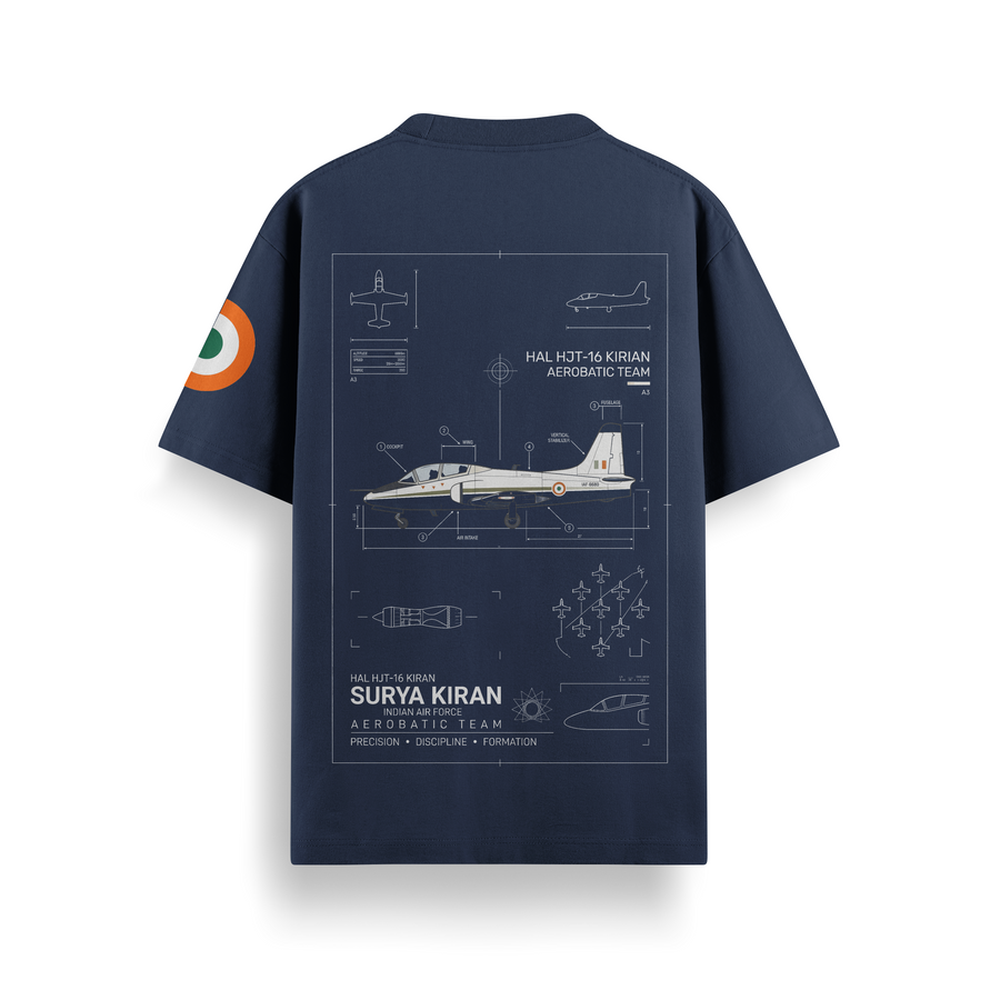Surya Kiran Blueprint Navy Oversized 240 GSM Tee