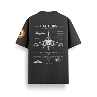 HAL Tejas Black Oversized 240 GSM Tee