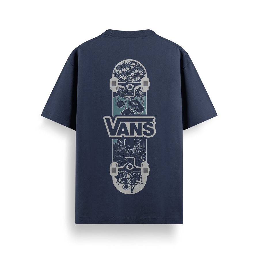 Skate Deck Navy Oversized 240 GSM Tee