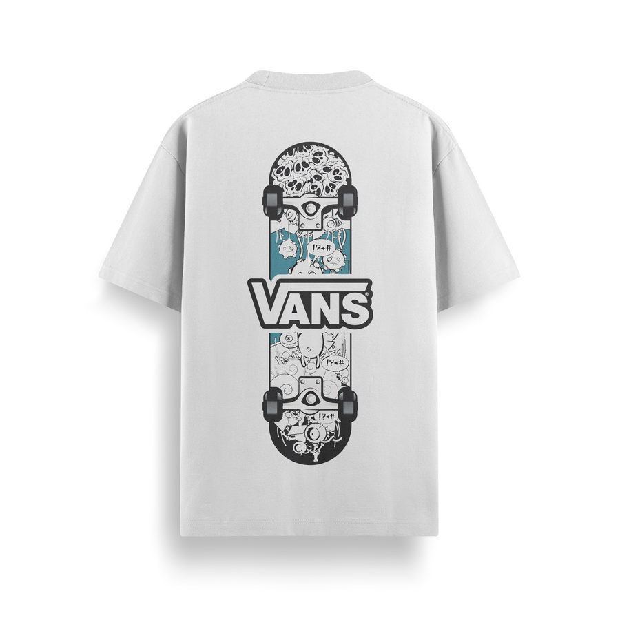 Skate Deck White Oversized 240 GSM Tee