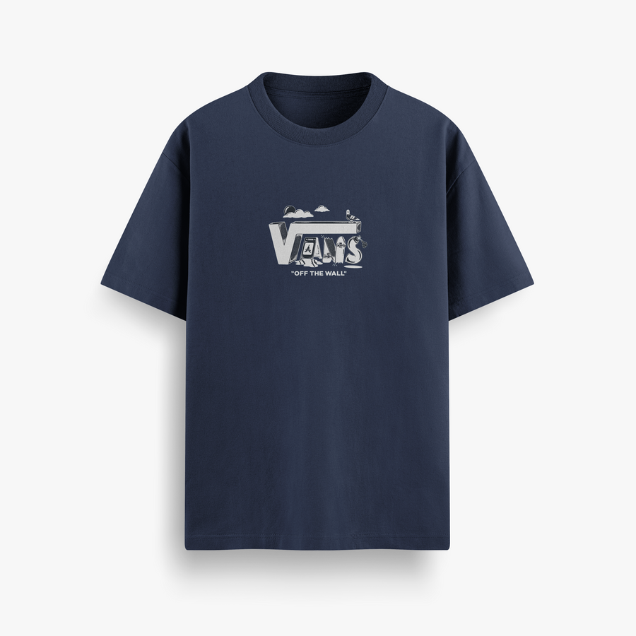 Skate Deck Navy Oversized 240 GSM Tee