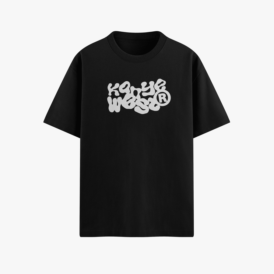 Kanye Bubble Logo Black Oversized 240 GSM Tee