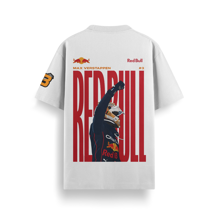 Red Bull Racing Off White Oversized 240 GSM Tee