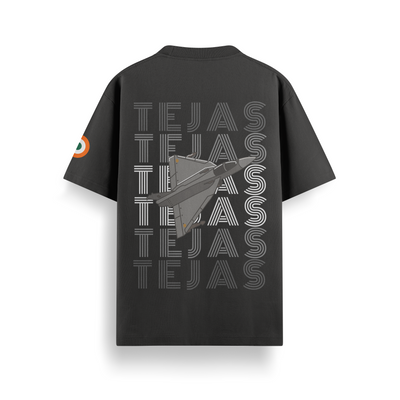 Tejas Squadron Black Oversized 240 GSM Tee