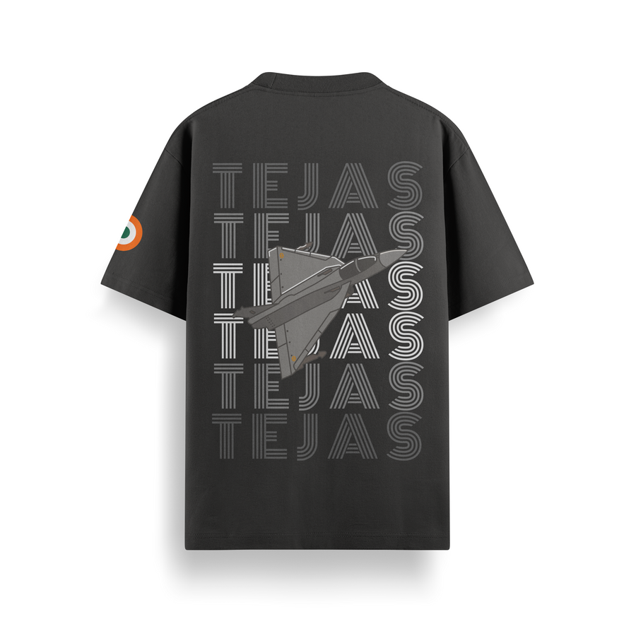 Tejas Squadron Black Oversized 240 GSM Tee